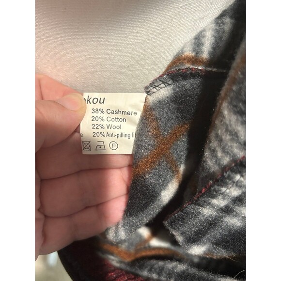 Yeokou Cashmere Blend Gray Lined Zippered Long Sleeve Sweater Jacket L - Picture 6 of 9